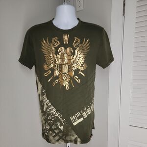 Switch T-Shirt ~ Sz M ~ Green & Gold ~ Short Sleeve